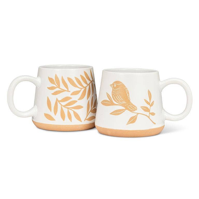 Oversized Mug with Birds on Branch-4"H(17oz)