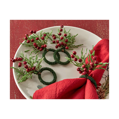 SALE Sprig Napkin Ring Set of 4 - Green