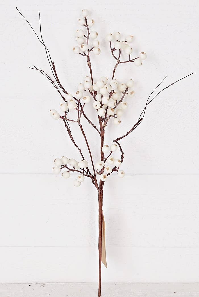 30825- 19in Pick-White snowberries with wispy twigs-