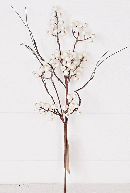 30825- 19in Pick-White snowberries with wispy twigs-