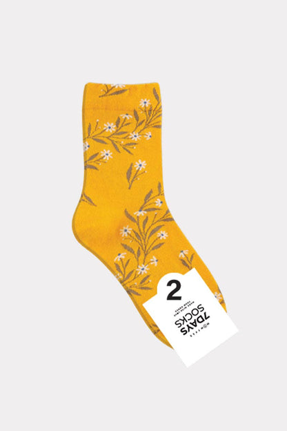 Women's Crew Twist Flower Socks