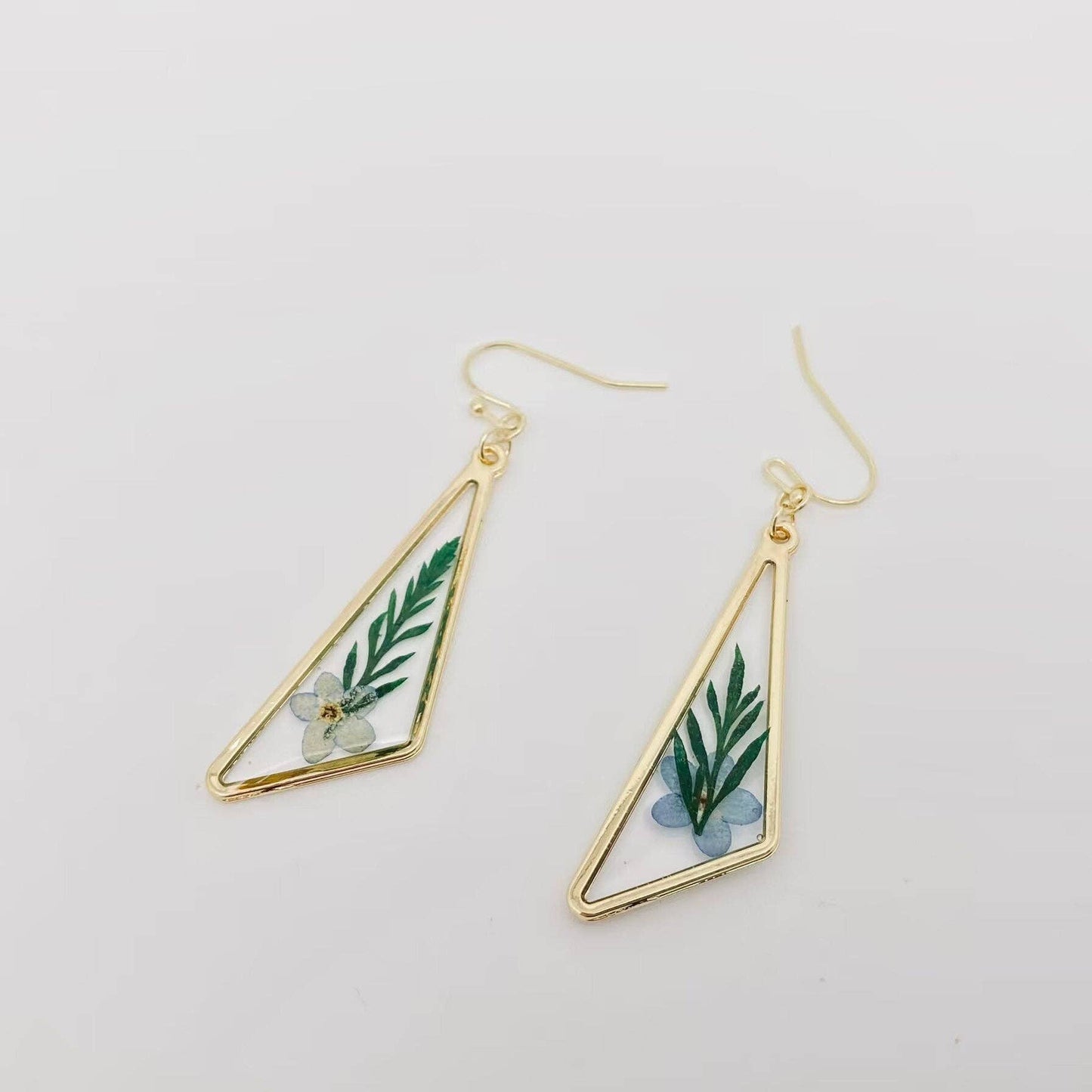 Dried Flower Myosotis Sylvatica Pressed Plant Earrings