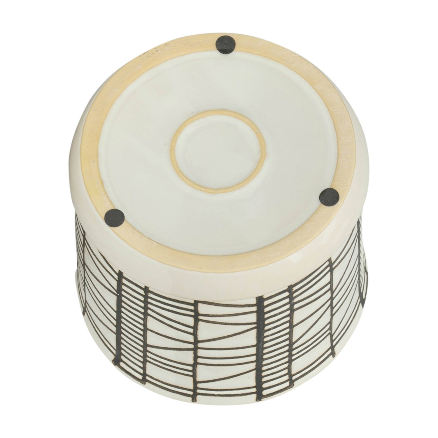 Beige Ceramic Geometric Planter & Saucer Two Sizes 6"/8"