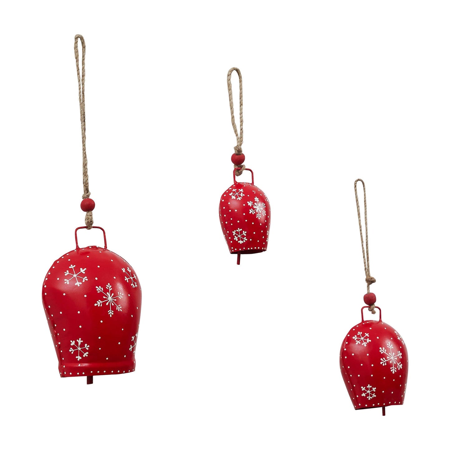 Falling Snowflake Red Metal Bells