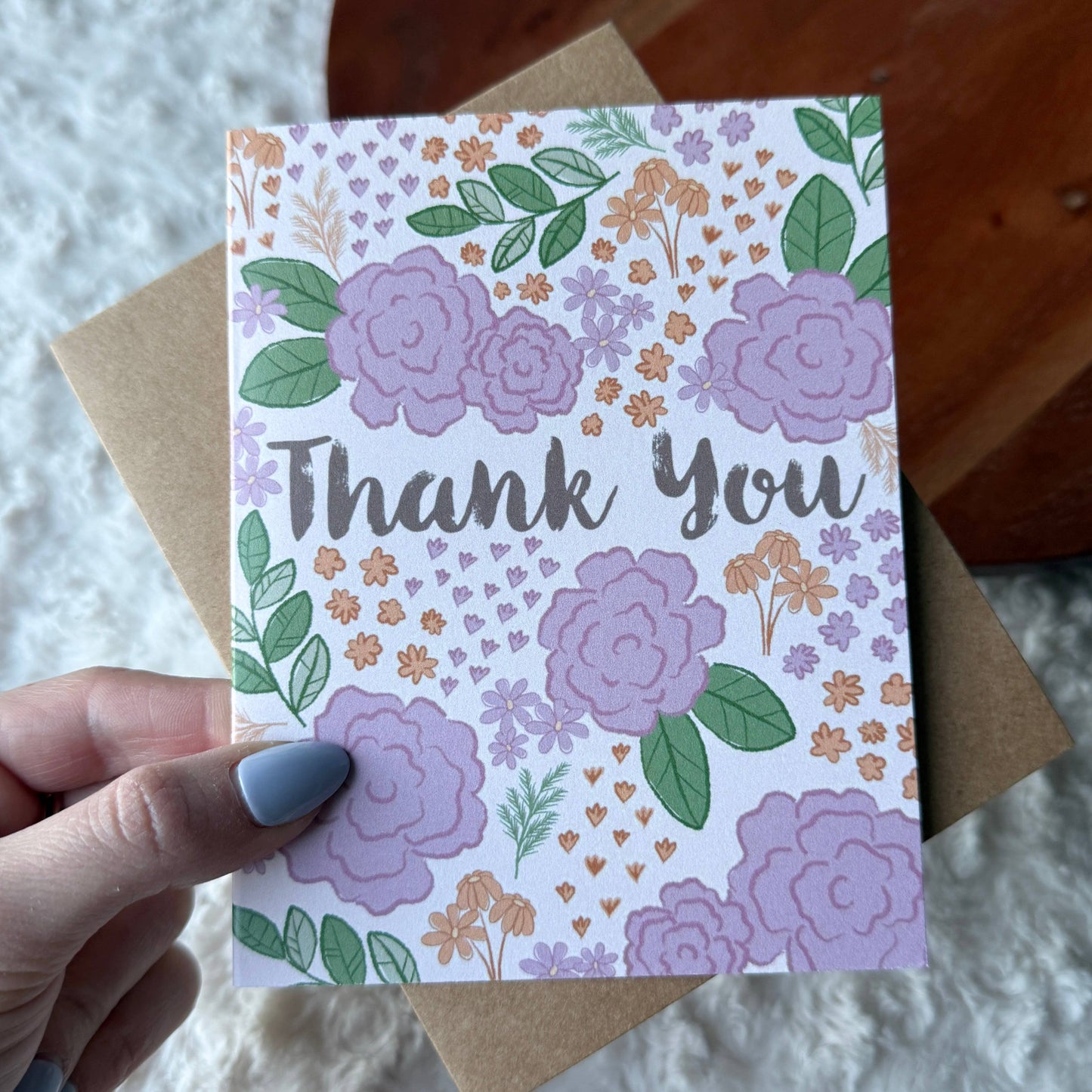 Pink Florals Thank You 4x6 Card