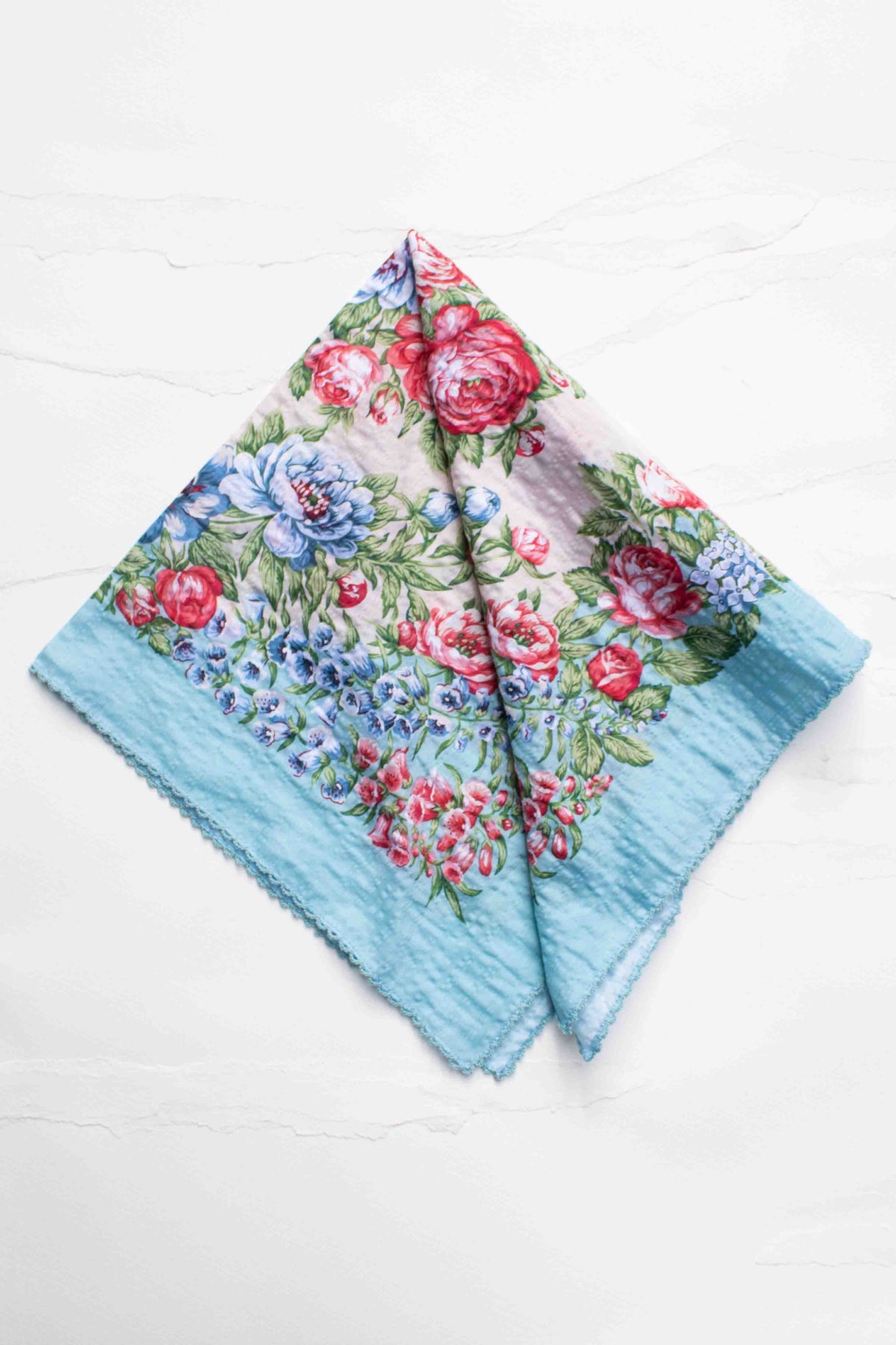 Vintage Garden Floral Square Scarf