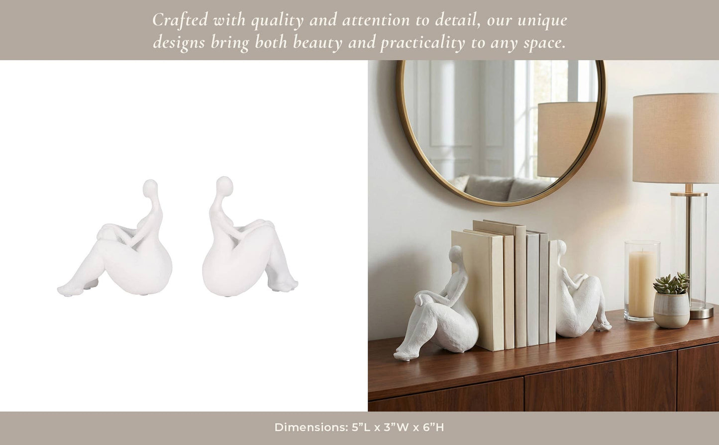 Abstract Sitting Ladies Bookends 6 in.