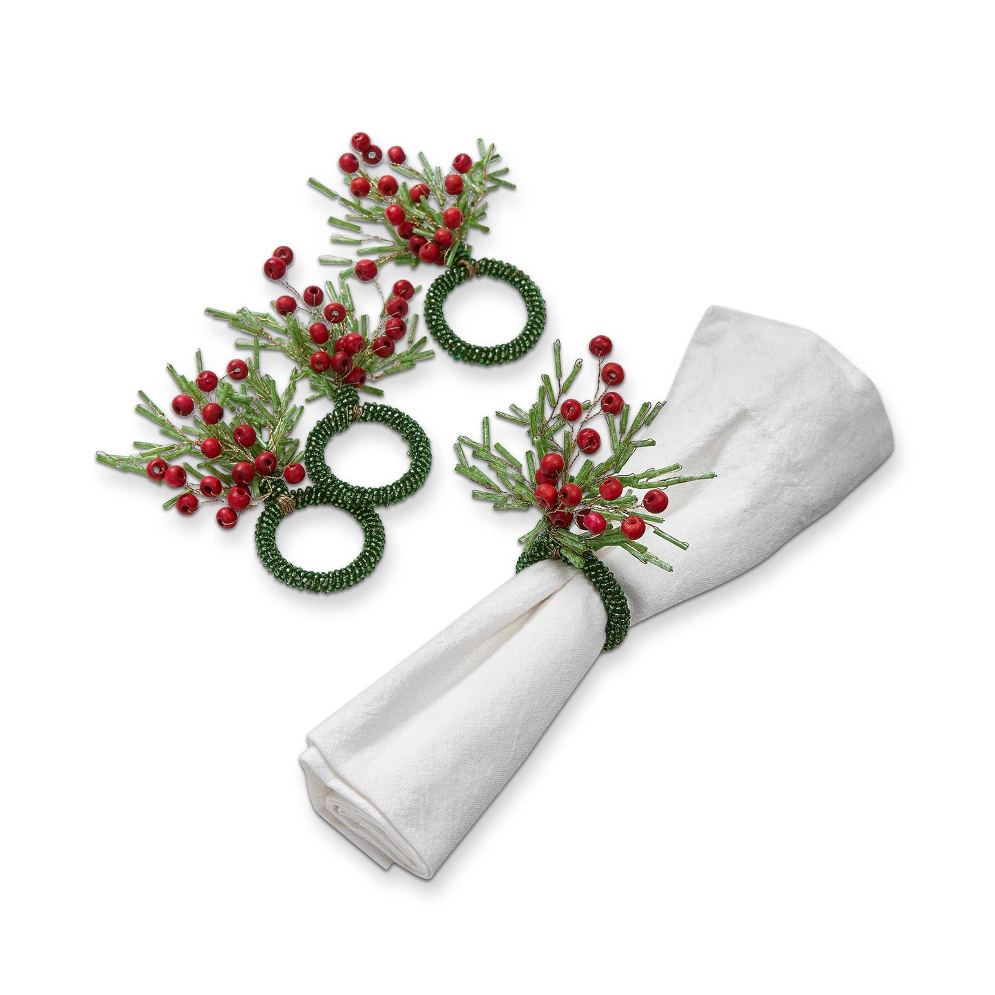 SALE Sprig Napkin Ring Set of 4 - Green