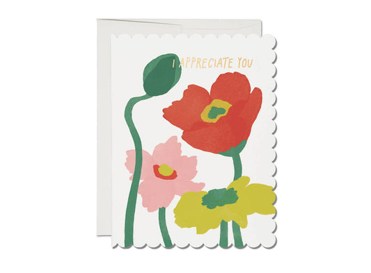 Scalloped Poppy Appreciation 4x6 Card
