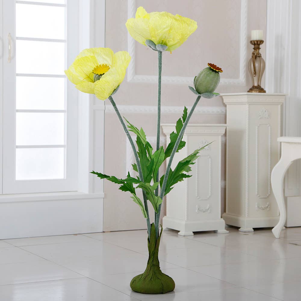 45" Poppy Faux Flower Stem