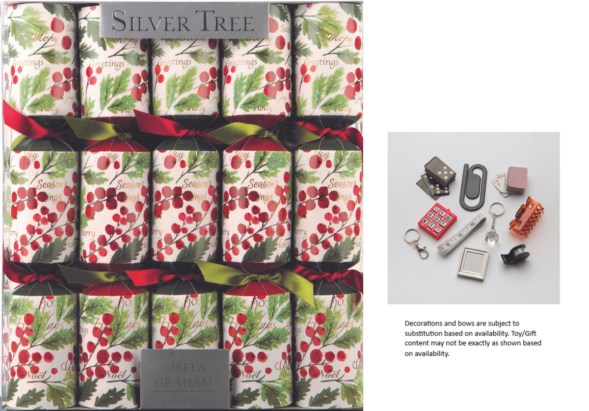 10ct Berries and Watercolor Christmas Crackers