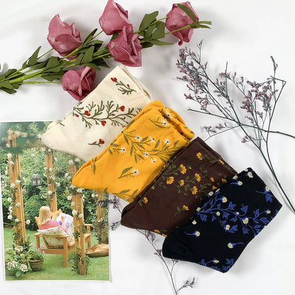 Women's Crew Twist Flower Socks