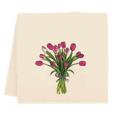 Spring Tulips Tea Towel Magenta
