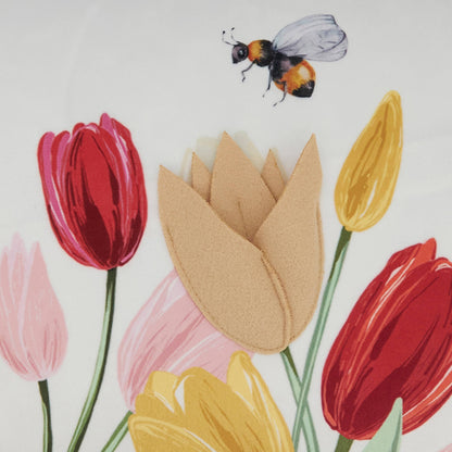Charming Felt Applique Tulips Pillow