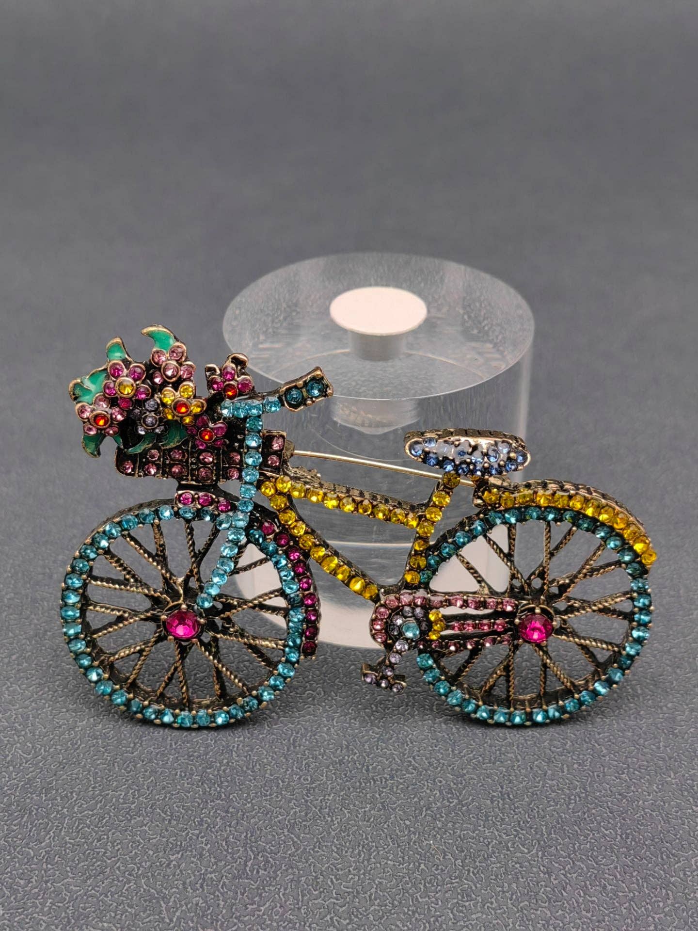 Creative Colorful Rhinestone Bicycle Brooch