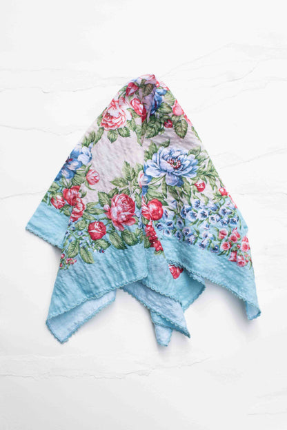 Vintage Garden Floral Square Scarf