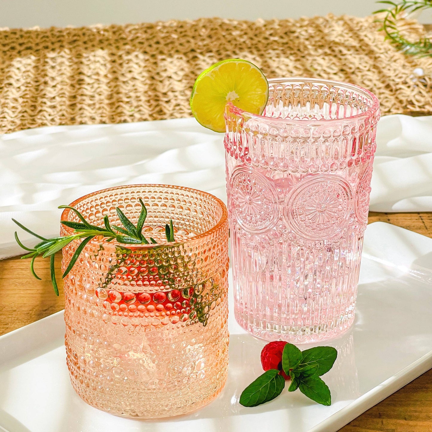 10 oz Beaded Rose Gold Old Fashion Glass