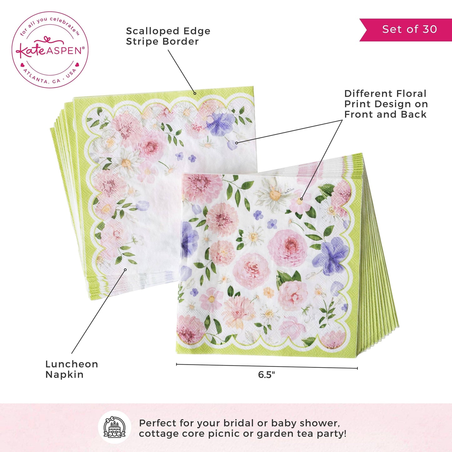 Tea Time Party 2 Ply Paper Napkins (Set of 30)