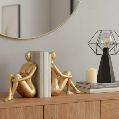 Gold Resin Modern Lady Pair Bookend 8"
