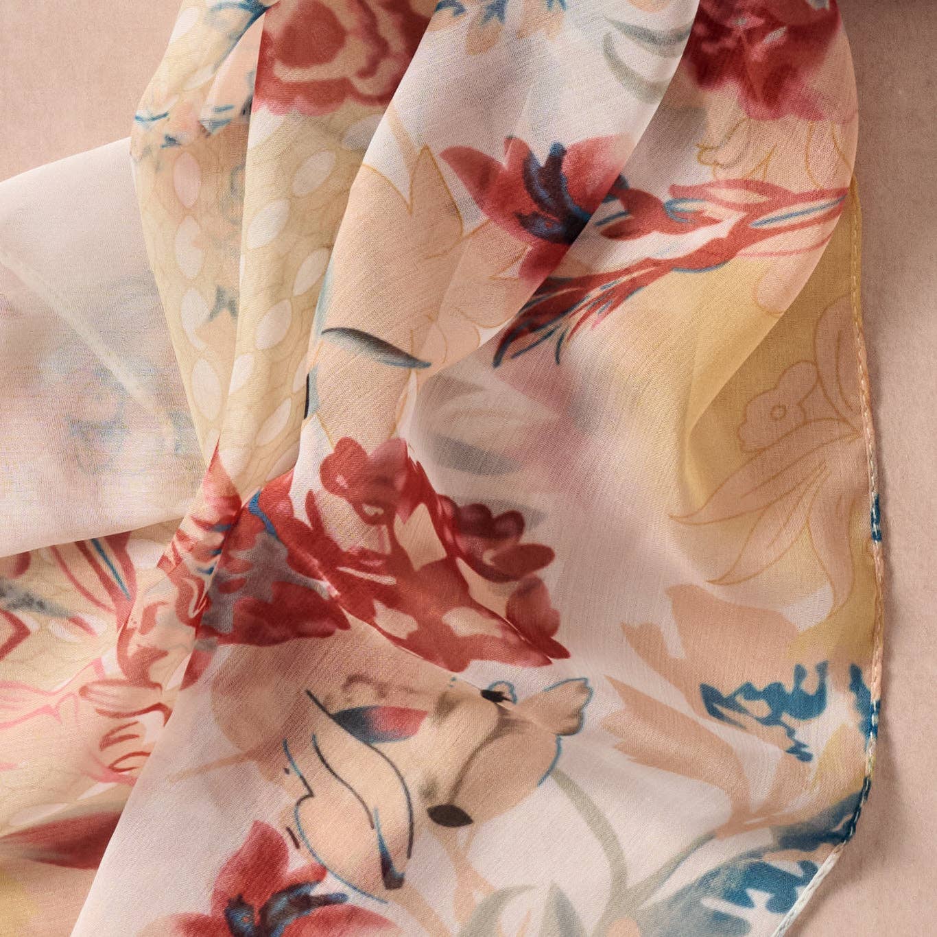Handcrafted Sharad Floral Chiffon Scarf