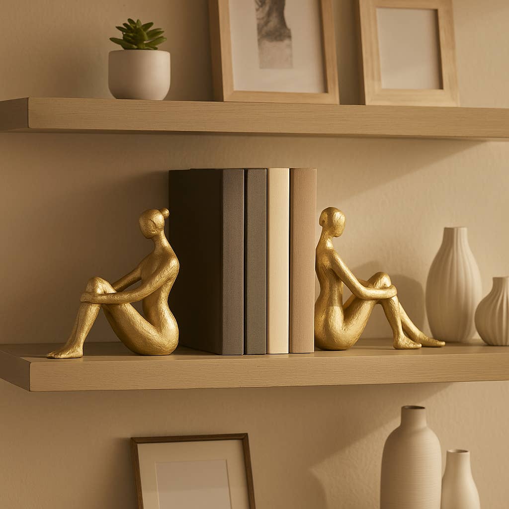 Gold Resin Modern Lady Pair Bookend 8"