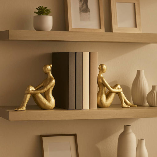 Gold Resin Modern Lady Pair Bookend 8"