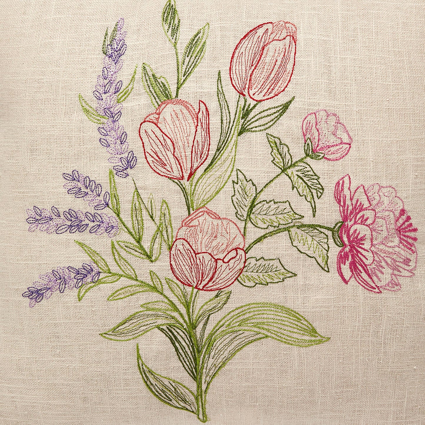 Spring Bunch Embroidered Pillow