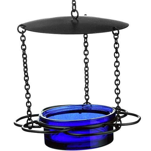 Mosaic Birds Floral Bird Feeder Cobalt