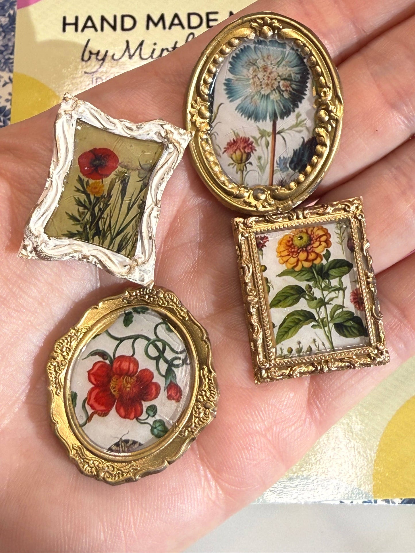 Vintage Floral Poppy Magnets Set of 4