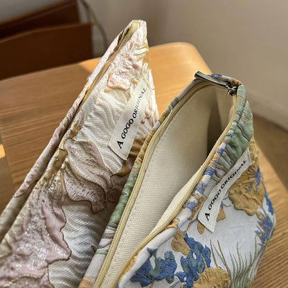Jacquard Floral Makeup Bag Large Travel Pouch