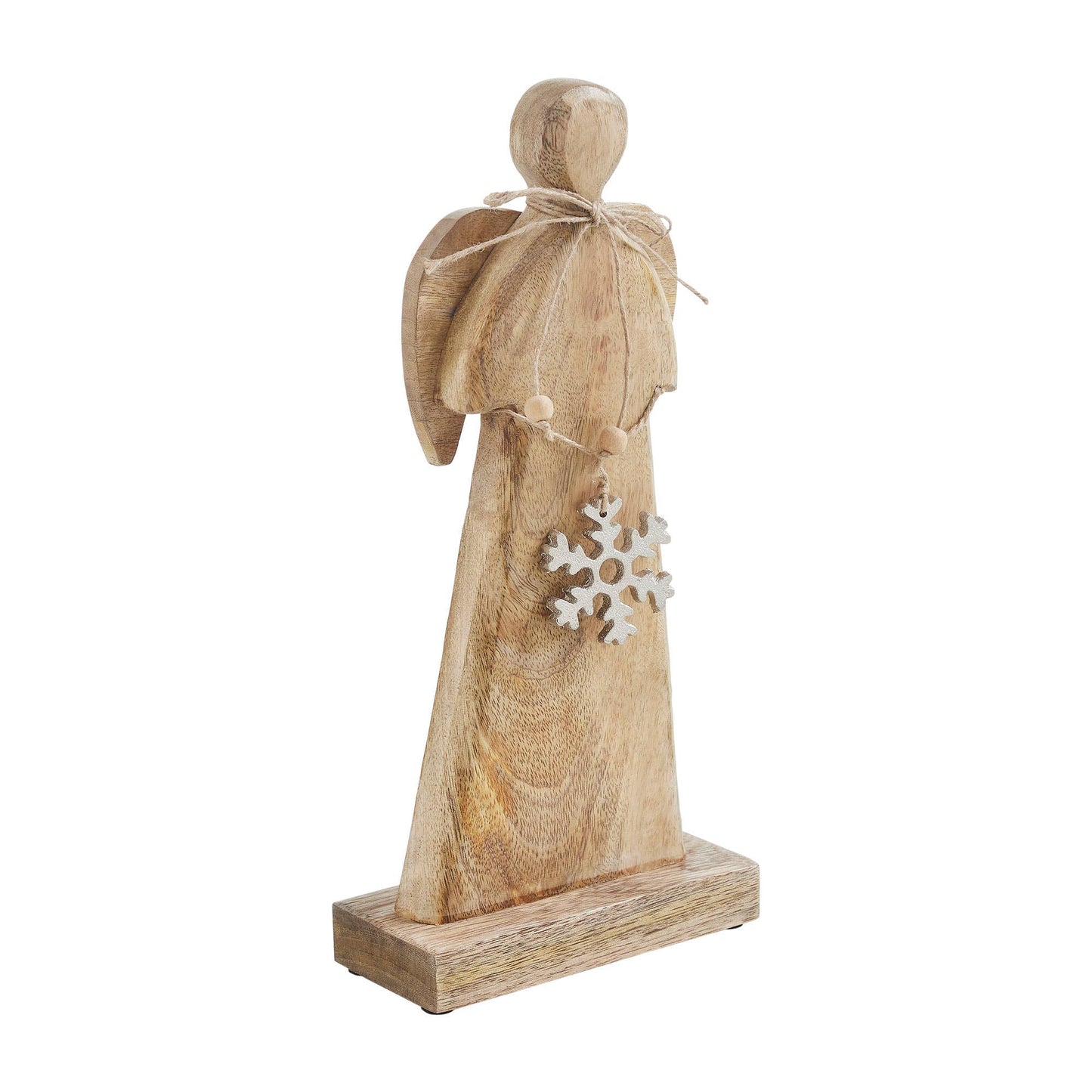 Natural Wooden Snowflake Angel 12x5.75x2.5