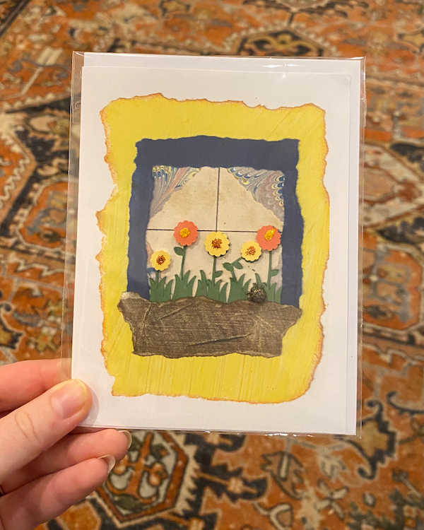 Handmade Window Box Flowers 4x6 Card