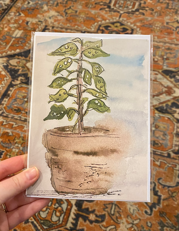 Watercolor Potted Plant 5x7 Card